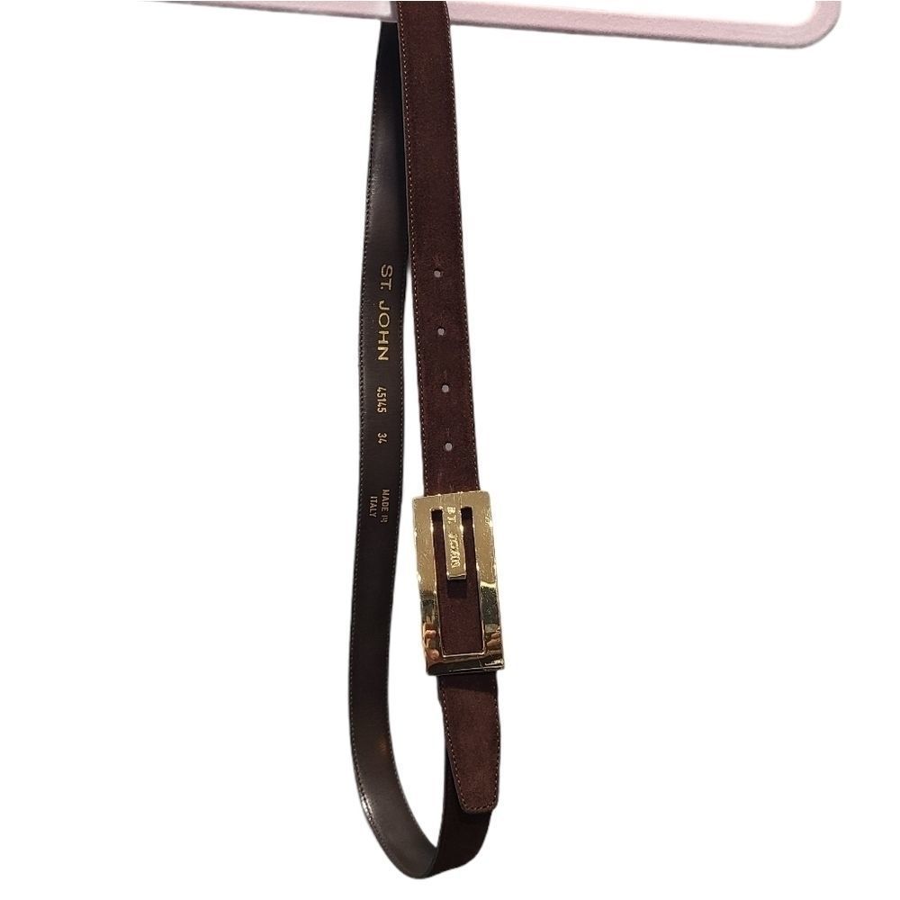 St. John Italian Leather Brown Suede Belt SJ85